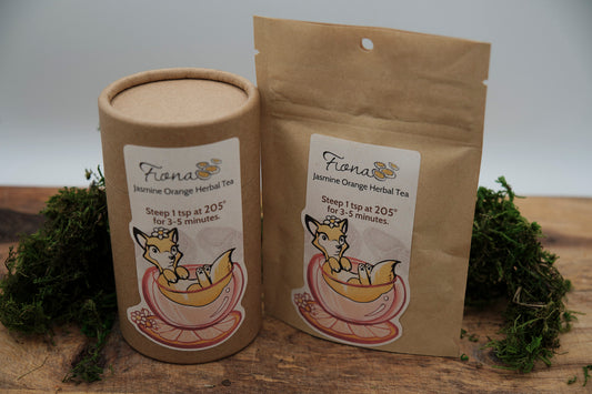 Fiona's Jasmine Orange Herbal Loose Leaf Tea packaging