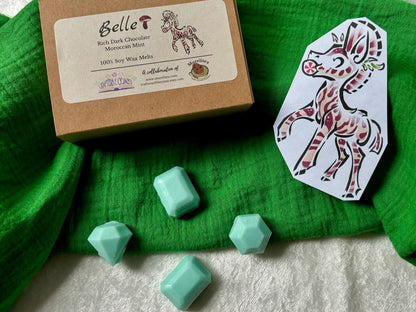 4 green wax melts that smell like dark chocolate Moroccan Mint