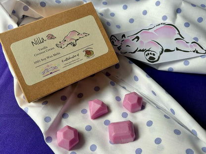 4 pink wax melts that smell like vanilla coconut cream