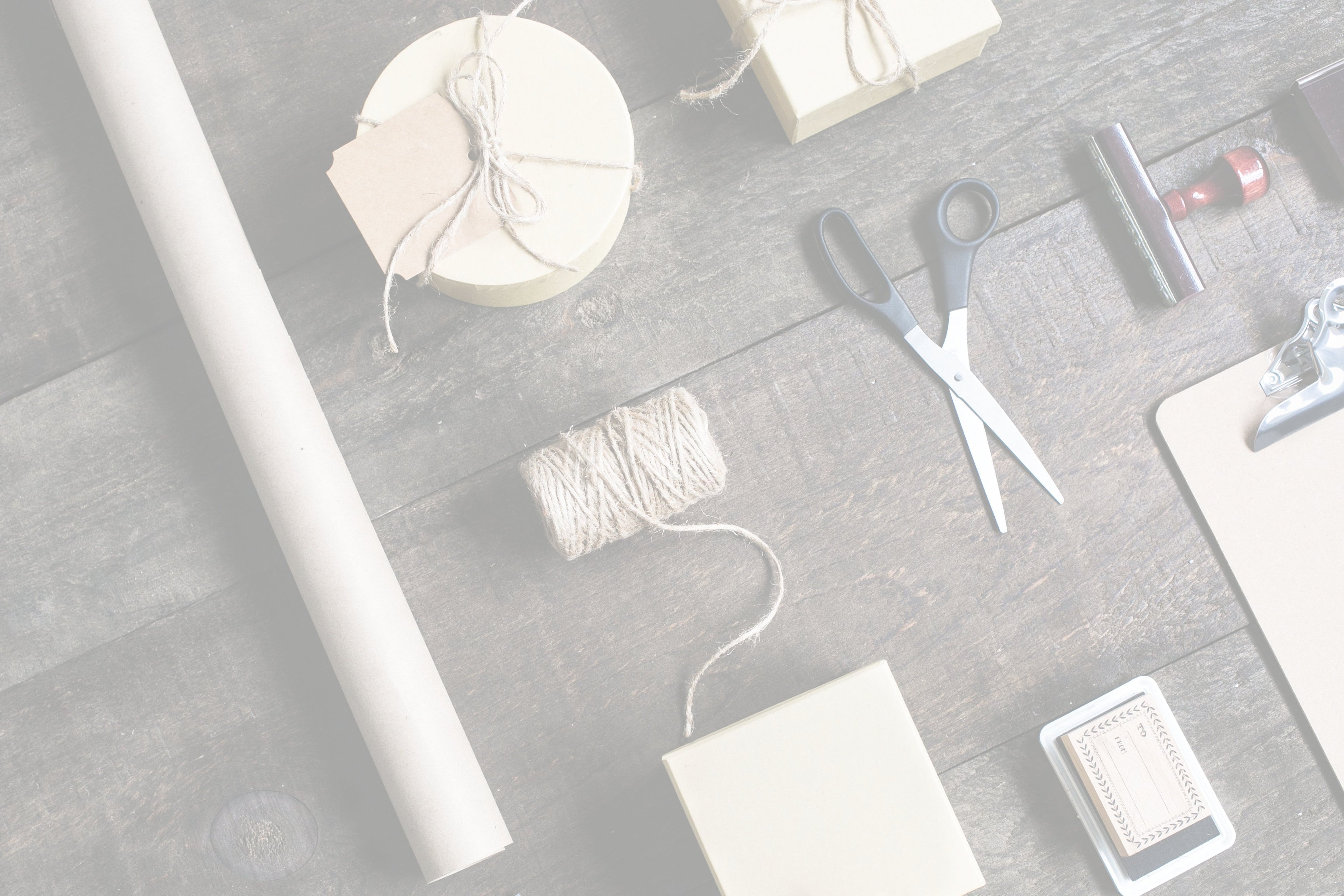 Table with string and packaging materials